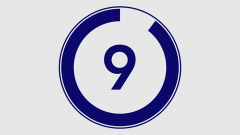 10 seconds simple countdown timer (dark blue on transparent background) Stock Footage 166911917