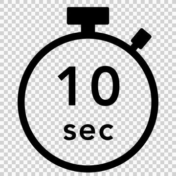 10 seconds stopwatch icon (black) Illustrazione stock