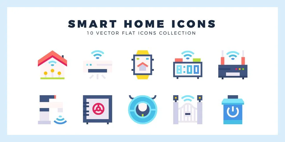 10 Smart Home Flat icon pack. vector illustration. 스톡 일러스트