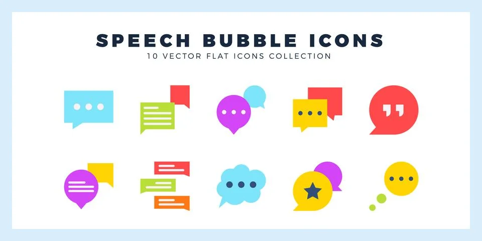 10 Speech Bubble Flat icon pack. vector illustration. Illustrazione stock