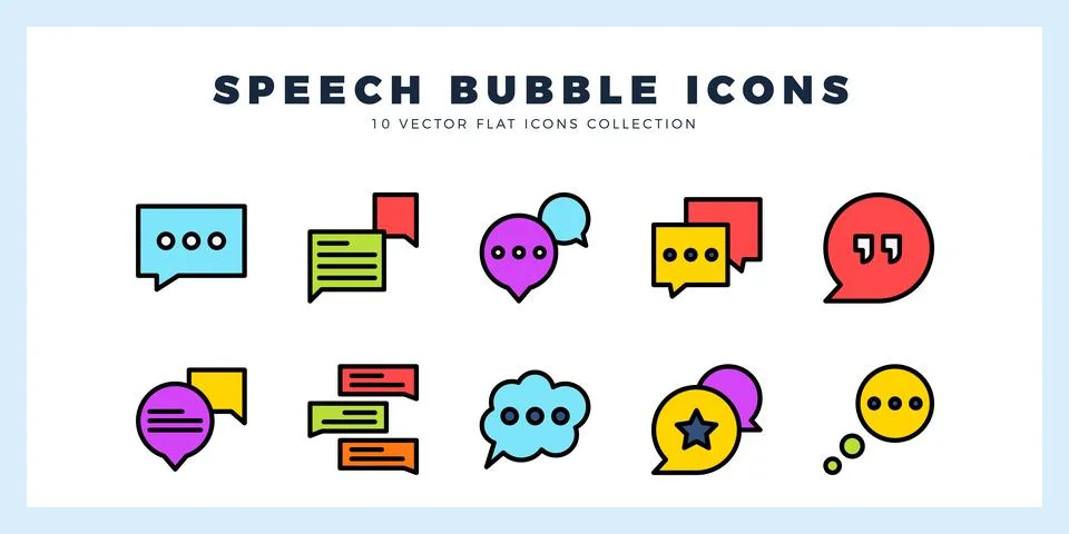 10 Speech Bubble Lineal Color icon pack. vector illustration. Illustrazione stock