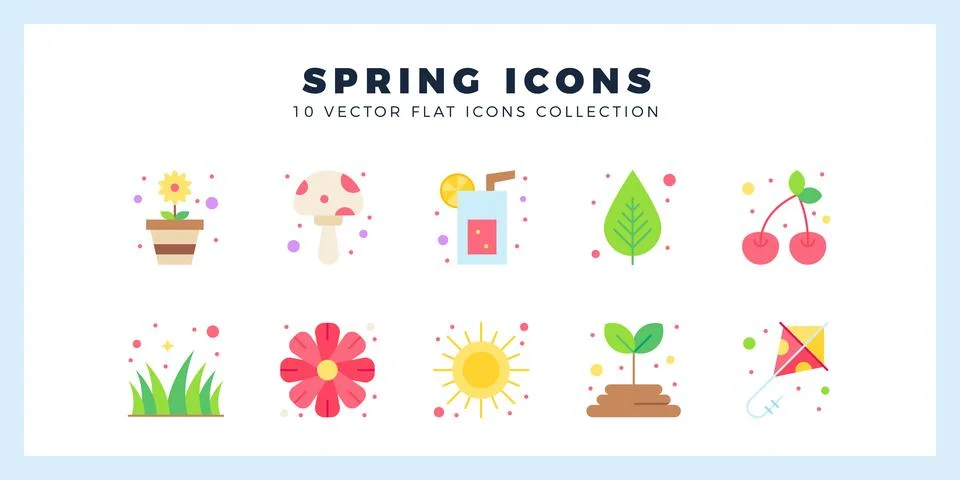 10 Spring Flat icon pack. vector illustration. Stock Illustration