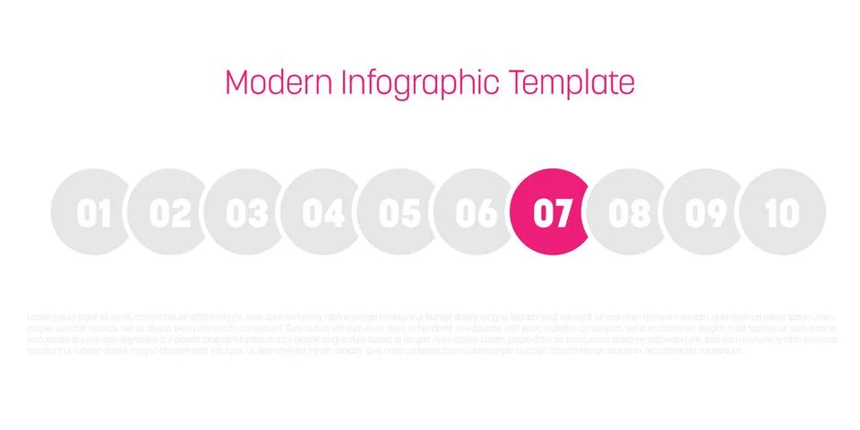 10 step process modern infographic diagram. Graph template of circles. Business Stock Illustration