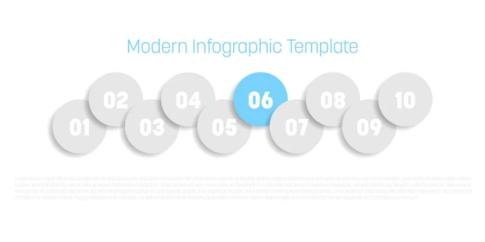 10 step process modern infographic diagram. Graph template of circles. Business Stock Illustration
