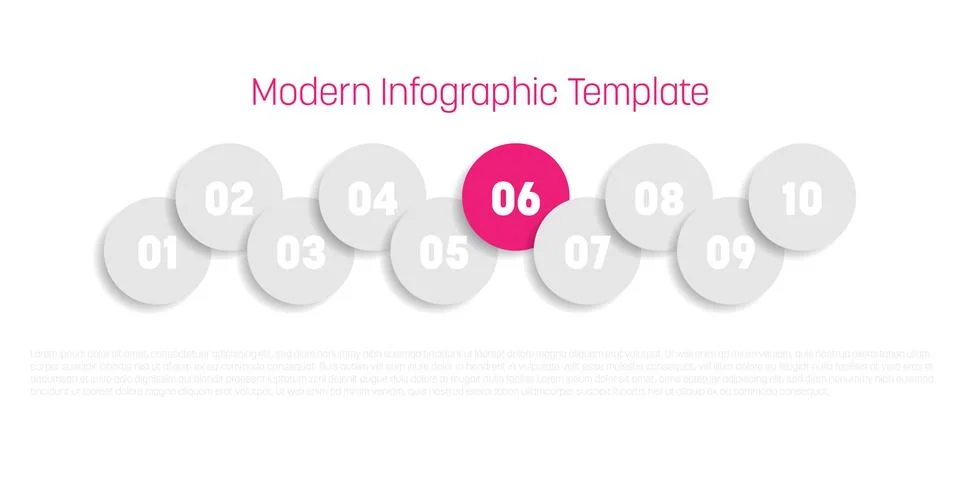 10 step process modern infographic diagram. Graph template of circles. Business Stock Illustration