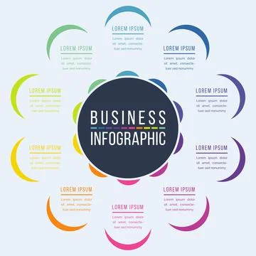 10 Steps Circle Infographic Design Stock Illustration