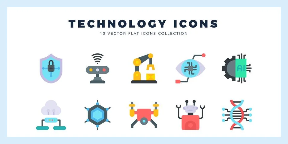 10 Technology of the Future Flat icon pack. vector illustration. Stock Illustration