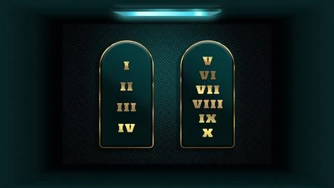 10 Ten Commandments of GOD Tablets Stone Moses Mount Sinai Illustration Golden Illustrazione stock
