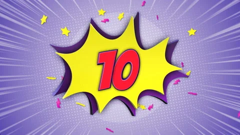 10, Ten Number Comic Text, with Alpha Matte, Loop 스톡 동영상 149262402