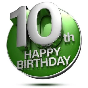 10 th 3d rendering on the blue circle behind the white background .(with Clip Stock Illustration