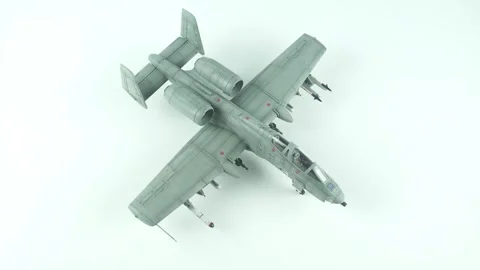 A-10 Thunderbolt Jet Attack Fighter Replica, Top View. Stock Footage 341485362