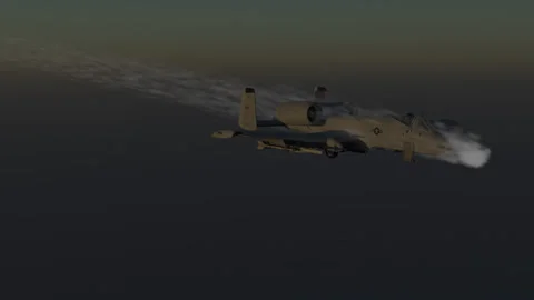 A-10 with tracers hitting object Stock Footage 248114059
