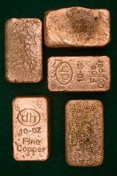 10 Troy Ounce Copper Bars Stock Photos