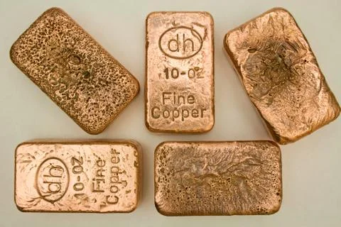 10 Troy Ounce Copper Bars Stock Photos