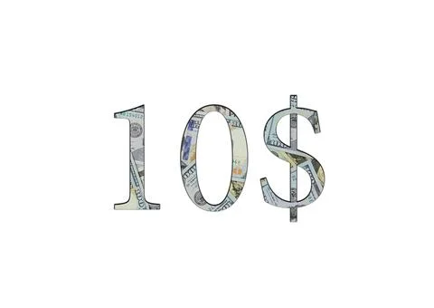 $ 10. Us dollar banknotes. The texture of the money. Isolated on white backgr Stock Photos