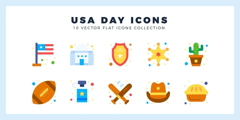 10 USA Flat icon pack. vector illustration. Ilustração Stock