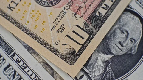 10 USD currency details close up 動画素材 125616564