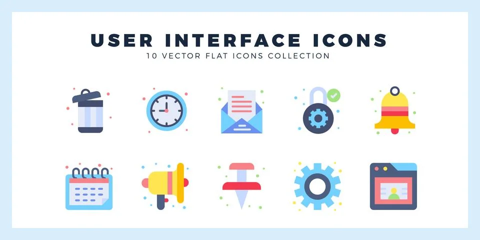10 User Interface Flat icon pack. vector illustration. Stock Illustration