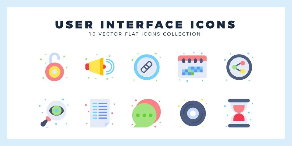 10 User Interface Flat icon pack. vector illustration. Stock Illustration
