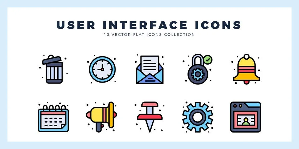 10 User Interface Lineal Color icon pack. vector illustration. Stock Illustration
