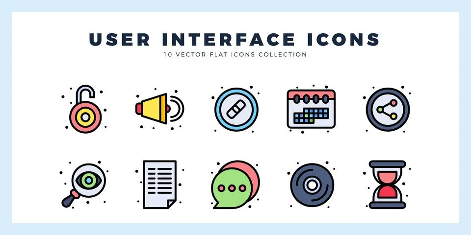 10 User Interface Lineal Color icon pack. vector illustration. Stock Illustration
