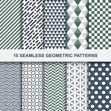 10 Vector geometric seamless patterns 스톡 일러스트