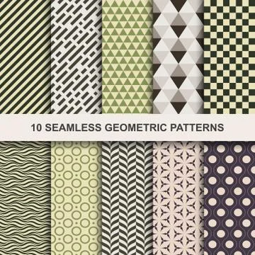 10 Vector seamless geometric patterns 스톡 일러스트