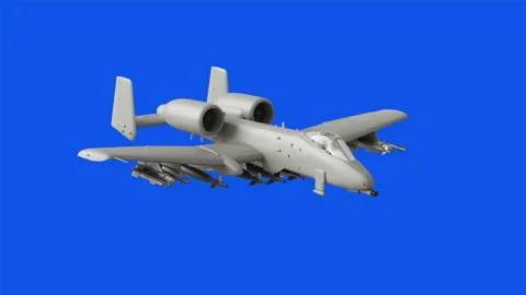 A-10 Warthog Attack Aircraft on Digital Grid Background – 3D Render Video stock 332138982