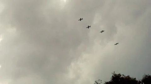 A- 10 warthog formation Stockbeeldmateriaal 312988469