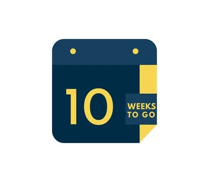 10 Weeks to go calendar icon on white background Illustration