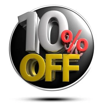 10% OFF on white background illustration 3D rendering with clipping path. Stock-Illustration