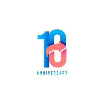 10 Year Anniversary Logo Vector Template Design Illustration Illustrazione stock