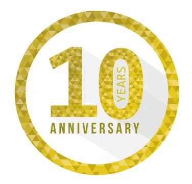 10 year anniversary triangle shape sign pattern Stock Illustration