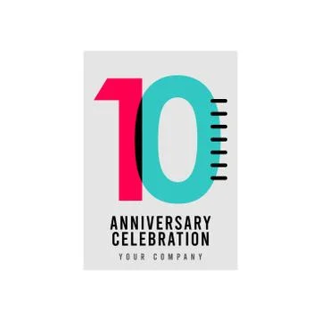 10 Year Anniversary Vector Template Design Illustration Stock Illustration