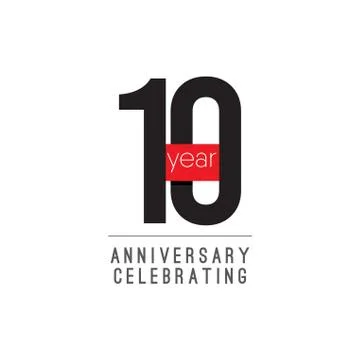 10 Years Anniversary Celebrating Vector Template Design Illustration Stock Illustration