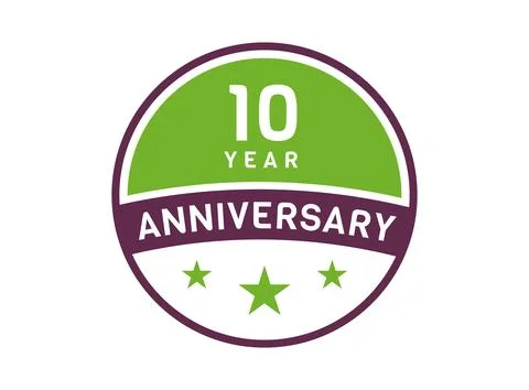 10 years anniversary image, 10 year Anniversary logo isolated on white back.. Stock Illustration