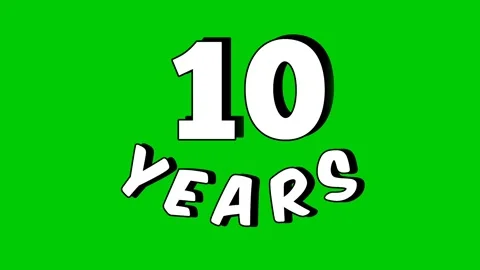 10 years text animation motion graphics cartoon on green screen Stock Footage 306141143