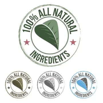 100% All natural ingredients vector illustration seal 库存插图