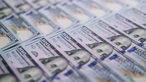 100 american dollar bills. Calculation of 100 american bill banknotes Stock Footage 208309518