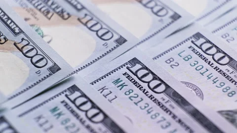 100 american dollar bills. Calculation of 100 american bill banknotes Stock Footage 208875732