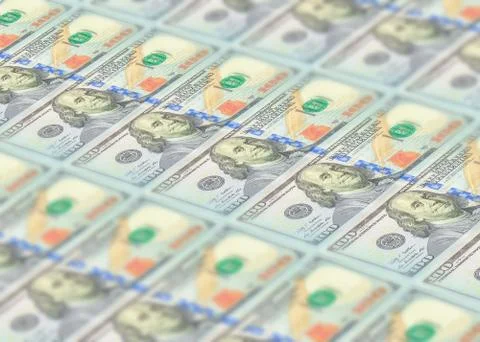 100 American dollars banknotes stack Stock Photos