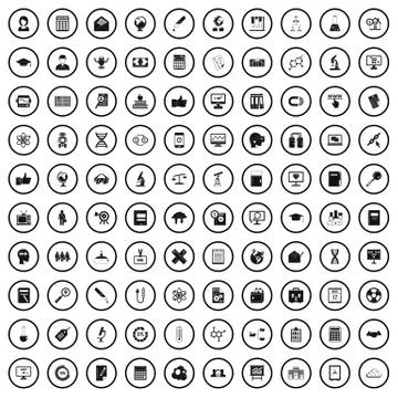 100 analytics icons set, simple style Stock Illustration