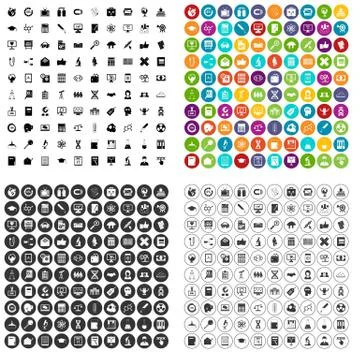 100 analytics icons set vector variant Stock Illustration