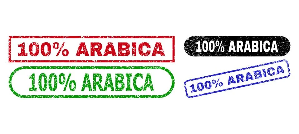 100% ARABICA Rectangle Stamps Using Grunged Style Stock Illustration
