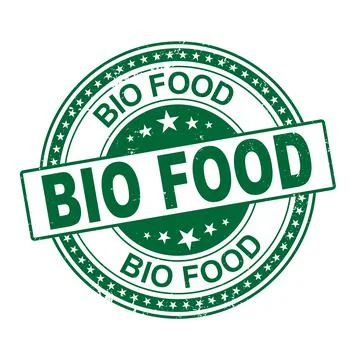 100 bio food label vector, painted round emblem icon for products packaging. Bio Illustrazione stock
