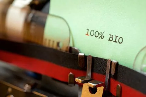 100% bio phrase Stock Photos