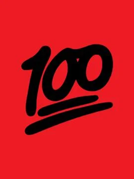 "100" black text isolated on red background. Stock Illustration