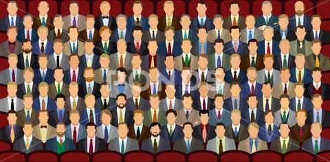 100 Businessmen Sitting Down Stock Illustration