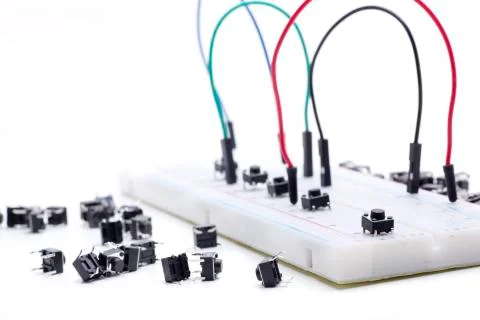 100 button in protoboard Stock Photos