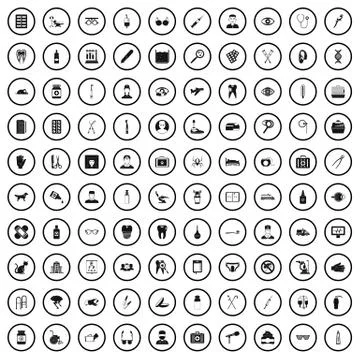 100 care icons set, simple style Illustrazione stock